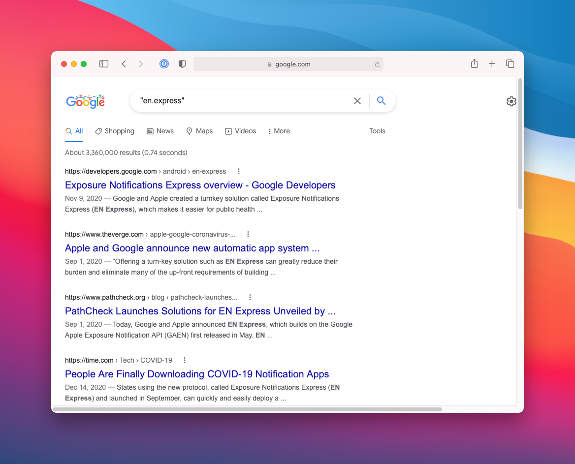 A google page about express covid notifications